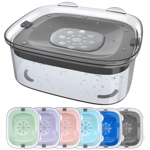 AONKEY 3L No Spill Dog Water Bowl with Slow Drinking Disk(Gray)