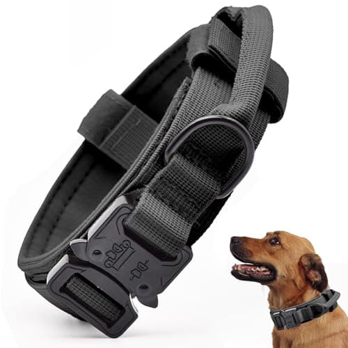 Tactical Dog Collar, Adjustable Military Training Nylon Pet Collar, Black L