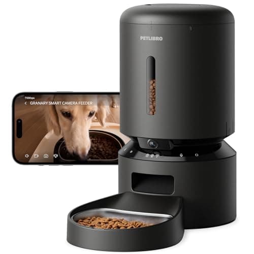 PETLIBRO Automatic Cat Feeder with Camera, 1080P HD Video with Night Vision, 5G WiFi Pet Feeder with 2-Way Audio, Low Food & Blockage Sensor, Motion & Sound Alerts for Cat & Dog Single Tray