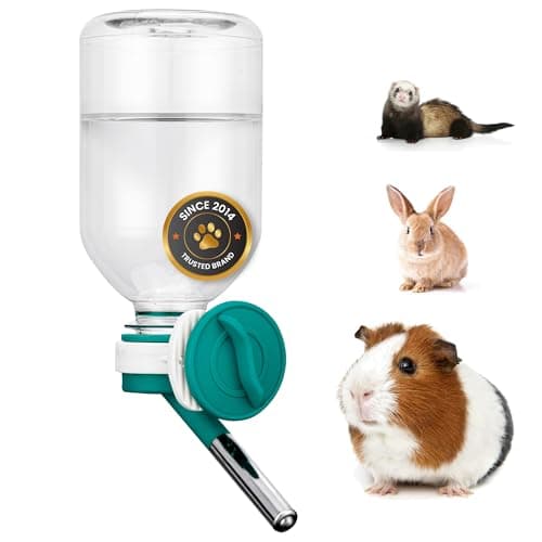 Choco Nose No-Drip Small Animal Water Bottle - Leak-Proof Patented Nozzle Helps Prevent Pet Cage Mess & Wet Bedding - Guinea Pig, Rabbit, Ferret, Hamster - BPA Free, Easy Install, 10.2 fl oz (C128)