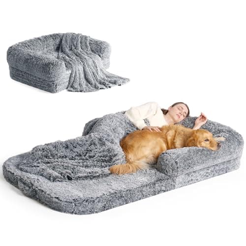EHEYCIGA Orthopedic Foldable Human Dog Bed - 72x44x11, Grey
