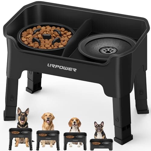 URPOWER Mess Proof Elevated Dog Bowls 4 Height Adjustable Raised Stand