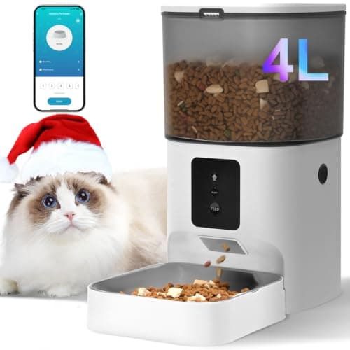 ANDOLL HOME 2.4G Automatic Cat Feeder, 4L WiFi Food Dispenser with 10s Voice Recorder, Pet Feeder up to 10 Meals per Day, Timed Cat Feeder with Dry Food Sealed Ring