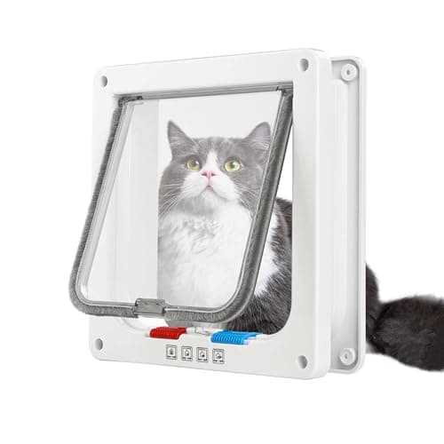 Elevon Cat Door for Windows, 4 Way Locking Cat Flap for Thin Door and Wall, Weatherproof ABS Pet Door for Cats & Small Doggie