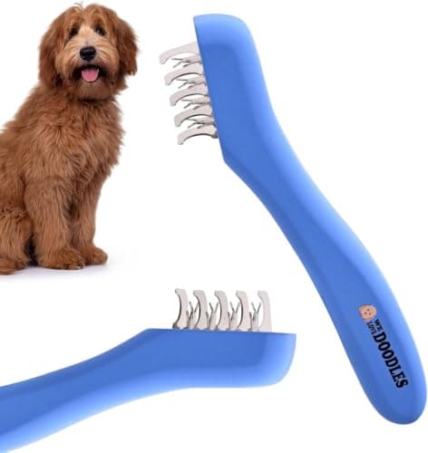 Dematting Comb for Dogs, Undercoat Rake Grooming Tool, Mat Remover, 5 Blade