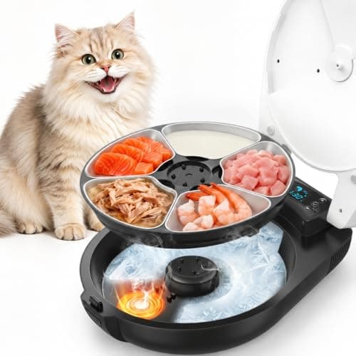 RESPURR Automatic Cat Feeder Wet Food, Cooling Quick Chills & Re-Heating, 3 Days Fresh 5 Meals Timed Cat Feeder with Stainless Steel Bowl, Programmable Wet Food Dispenser for Cat Dog