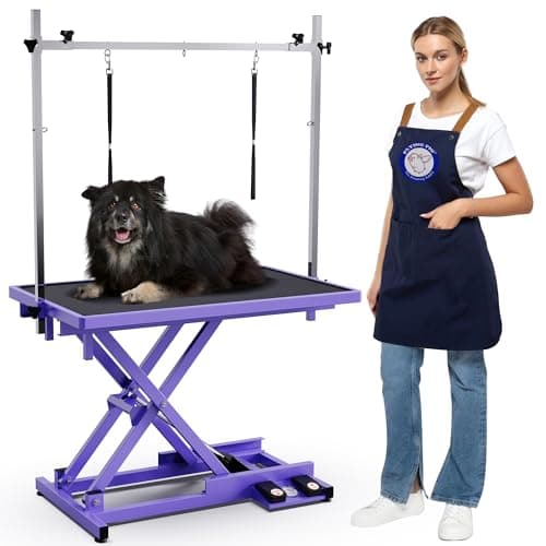 Flying Pig Ultimate Heavy Duty Grooming Table – Electric Lift, Adjustable Height, Non-Slip Surface, Professional Dog & Cat Grooming Arm, Stable & Safe Design for Home and Salon Use -Purple