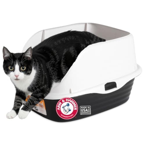 Arm & Hammer Rimmed Cat Litter Box with High Sides and Microban, Made in USA