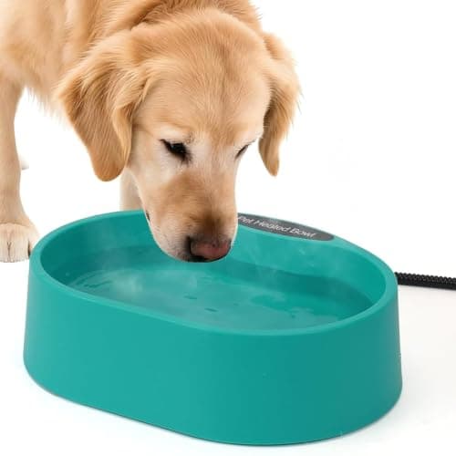 Yeatruojeet 125 OZ/3.7L Heated Water Bowl, Large Heated Dog Bowls for Outside, Safety Listed Heated Pet Bowl with Anti-Chew Cord for Dog, Chicken,Duck,Cat Drinking Water in Winter, Anti-Slip Base