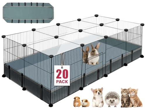 VISCOO 20 Panels Small Animal Playpen, 48" x 24" x 16" Rabbit Cage