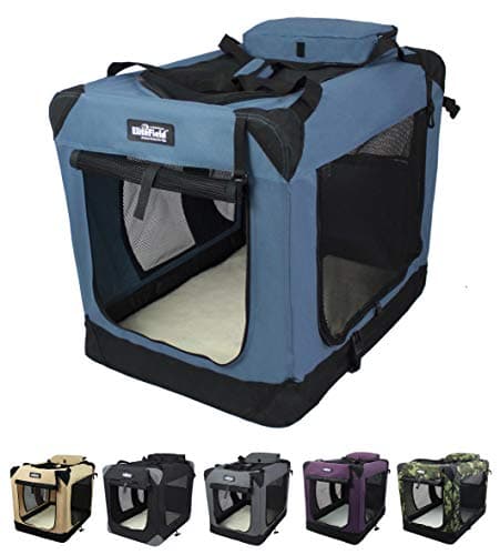 EliteField 3-Door Soft Dog Crate with Bed & Carrying Bag (2-Year Warranty)