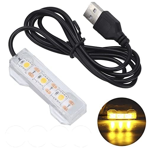 generic Small USB LED Aquarium Light,Fish Tank Decoration,Tank Aquarium Accessories for Underwater Decorations,Fish,Aquatic Plant,2.4X0.8Inch(Yellow Light)