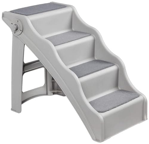 Amazon Basics Foldable Non-Slip Pet Stairs for Small Dogs and Cats, Senior Pets, Easy to Climb, 14.6" x 22.75" x 19.5", Grey