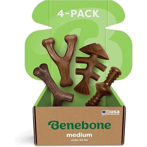 Benebone Medium 4-Pack Dog Toys for Aggressive Chewers – Under 60 lbs