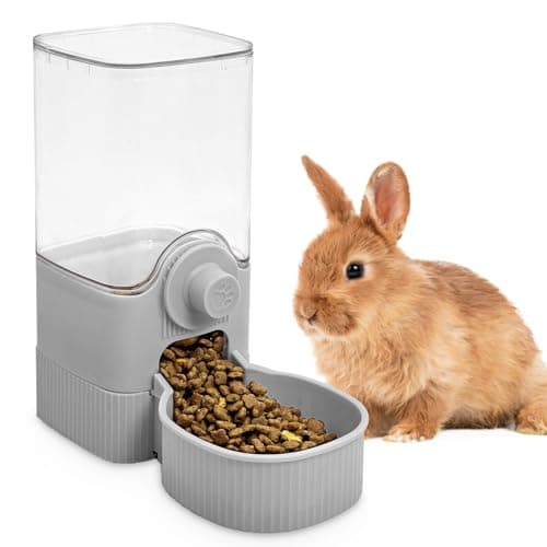 Fhiny Rabbit Food Dispenser, 40oz Large Capacity Hanging Gravity Bunny Feeder for Cage Automatic Guinea Pig Feeding Bowls Pet Food Storage for Bunny Guinea Pig Chinchilla Ferret Cat Puppy