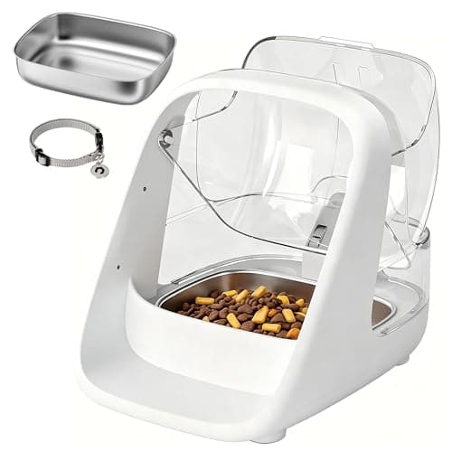 ePawDen Microchip Pet Feeder - Rechargeable Selective-Automatic Cat Feeder with RFID & Microchip Recognition - Stainless Steel Bowl - Prevents Food Stealing in Multi-Cat Homes - for Wet and Dry Food