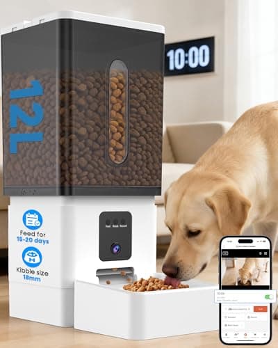 Automatic Dog Feeder Large Breed: 12L Big Capacity, HD 1080P Camera