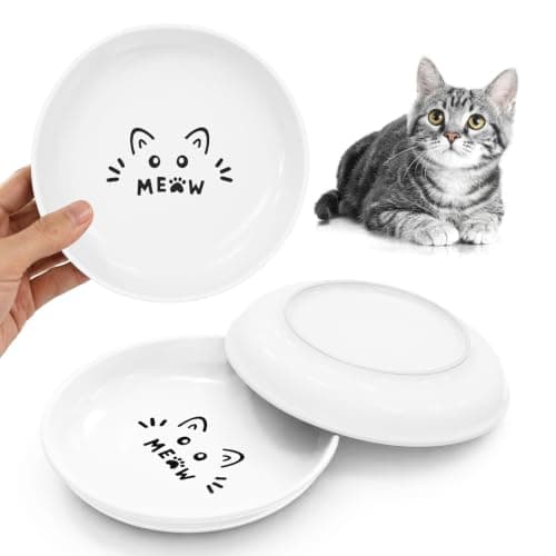 YINEYA 3 Pack Cat Food Bowls, Anti Whisker Fatigue Ceramic Cats Dishes Set