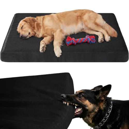 RRPETHOME Chew Proof Dog Beds, Indestructible Durable Dog Mat, 35"x22" | Chew Resistant Dog Bed For Puppies & Aggressive Chewers, Tough Indoor Outdoor Dog Crate Bed For Large Dogs, non chewable