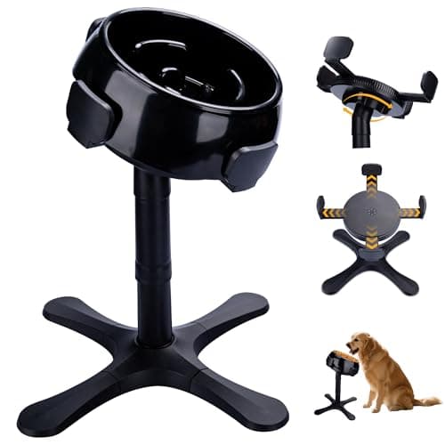 Elevated Slow Feeder Dog Bowl Adjustable Stand,Tilted ABS Base,Fits 5.5-9.5" Bowls, Anti-Spill & Non-Slip, Heavy Duty for Med/Large Dogs(with Round Bowls)