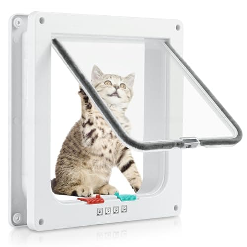 Cat Door for Interior Exterior Door, 4-Way Locking Flap