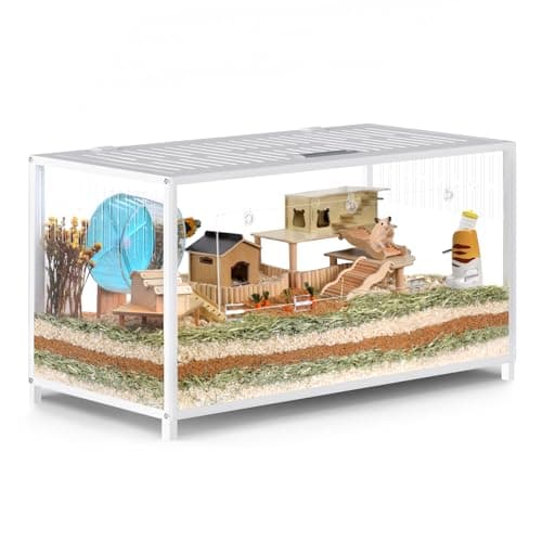 BORISI Hamster Cage Metal - Chewproof Large Hamster Cage Guinea Pig Cages, Hamster Habitat Stackable with Top Access, Easy Assemble Dwarf Syrian Hamster Tank for Gerbil (40.5”L x 22”W x 20.8”H, White)