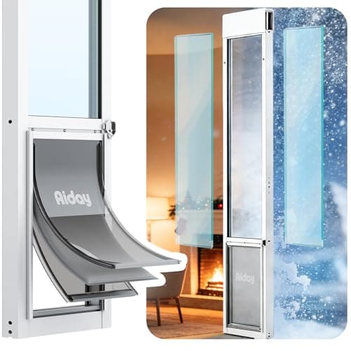 Extreme Weather Sliding Glass Dog Door, Insulated Large Patio Pet Door (L)