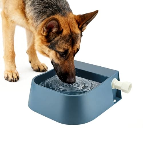 NAMSAN Outdoor Automatic Dog Water Dispenser with Float Valve, Auto Fill Water Bowl for Outside Animals Livestock, Auto Refill Waterer for Pet Cats Chicken, Water Trough with Adapters, Dusty Blue