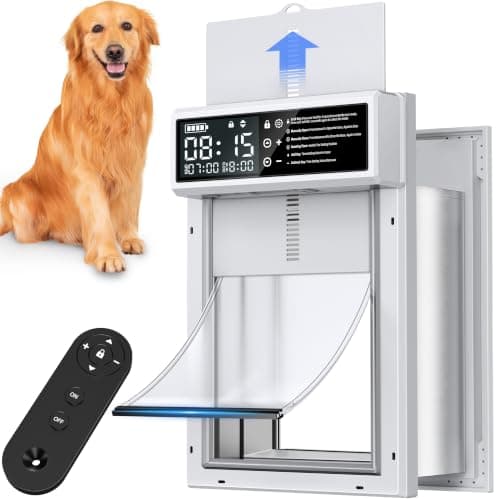 Automatic Dog Door with Timer, Smart Electric Pet Door Anti-Pinch Sensor