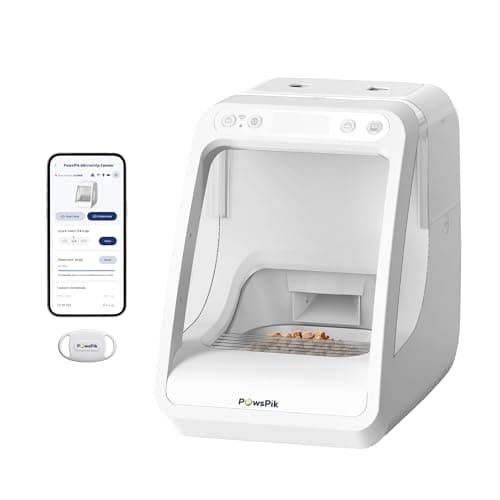 PawsPik Automatic Microchip RFID Cat Feeder, 16-Cup, White