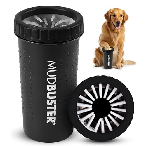 Dexas MudBuster Large Dog Paw Cleaner, Matte Black, Fits 2.5"-3.5" Wide Paws, Gentle Silicone Bristles for Quick, Easy Cleaning