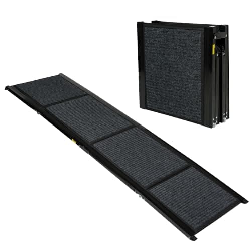 Ashfield & Harkness: Felt Dog Ramp - 63 x17, Black, Foldable & Portable, Metal Frame, Non-Slip, Stairs Alternative for Car-SUV-Truck, Pets 250lbs Cap