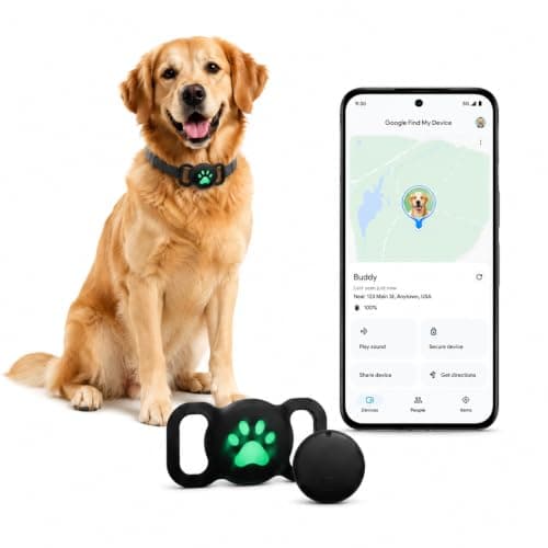 GPS Collar for Dogs, Pet Tracker for Dogs (Android Only), Waterproof Smart Tag Compatible with Google Find My, No Monthly Fee, Dog GPS Tracker Collar for Small Large Dogs (Tracker for Dog)