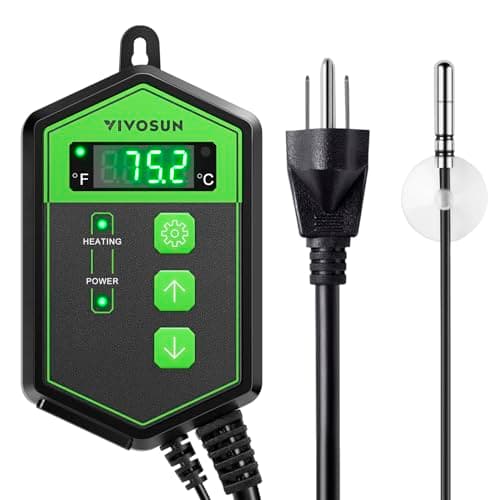 VIVOSUN Digital Heat Mat Thermostat Controller, 40–108 ºF 1000W for Reptiles, Seedlings, Germination, Incubation and Fermentation