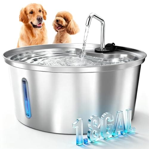 Pawccoil 7L/1.8Gal Dog Water Fountain, 304 Stainless Steel