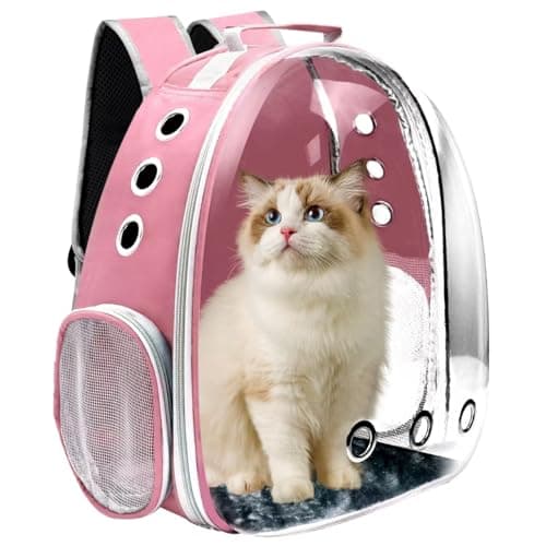 Cat Backpack Carrier, Pet Cat Carrier with Ventilated Design for Carrying Puppy Cats, Pet Carrier Backpack for Traveling/Hiking/Camping/Outdoors Airline Approved Travel Carrier(Pink)