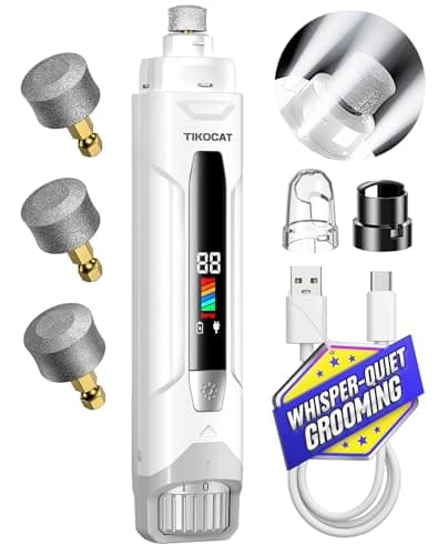 TIKOCAT Whisper-Quiet Dog Nail Grinder 50%More Power for Sensitive Dogs,Cat