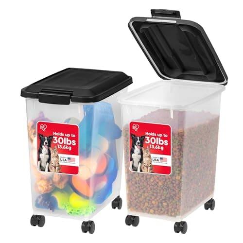 IRIS USA Dog Food Storage Container, 2-Pack, Up to 30 lbs, Black