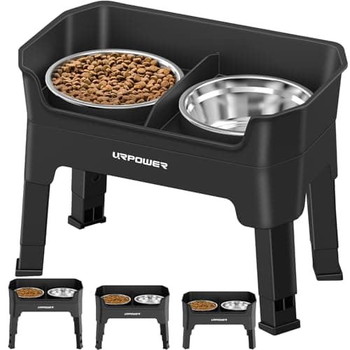 URPOWER Elevated Dog Bowls, 3-in-1 Double Deck Raised Dog Bowl Stand