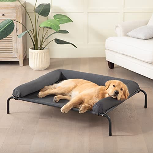 WESTERN HOME Cooling Elevated Dog Bed for Large Dogs,Outdoor Raised Dog Bed | Dogs Cot Portable Indoor, Raised with Breathable Mesh, Chew Proof Pet Hammock Cots, Removable and Waterproof Bolsters