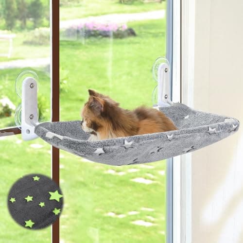 Zoratoo Glow in the Dark Cat Window Perch, Foldable Cordless Pet Hammock, M