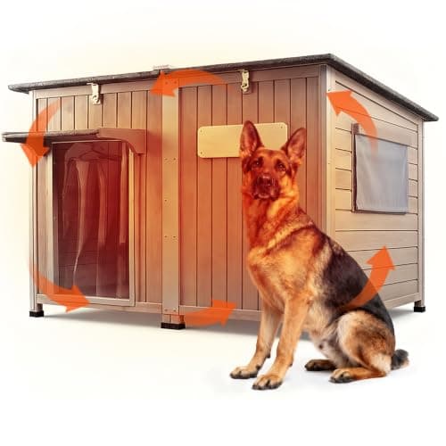 Ketive 55" XL Insulated Outdoor Dog House for Large Dogs, Adjustable Window