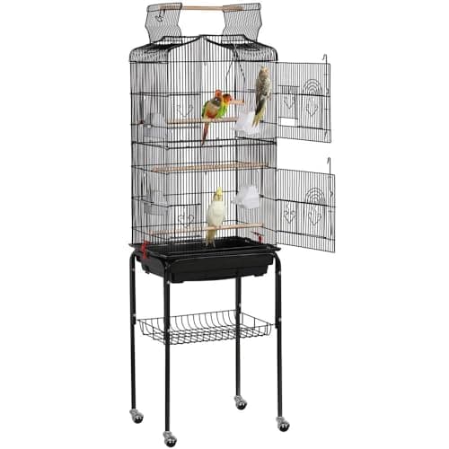 Yaheetech 64'' Open Top Bird Cage for Parakeets & Cockatiels, Black