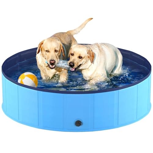 Niubya Foldable Dog Pool, Collapsible Plastic Dog Swimming Pool, 48x12 in
