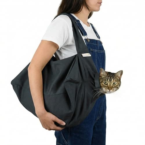 Cat-in-the-Bag Cozy Comfort Carrier - Large Charcoal Cat Carrier Soft and Pet Carrier for Nail Clipping, Vet Visits, Medication Administration, Dental Care, and Traveling