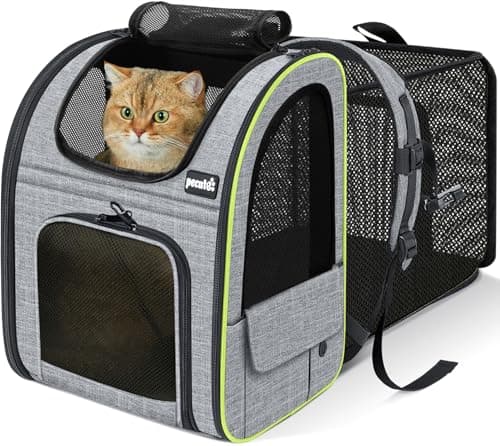 pecute Cat Backpack Expandable, Cat Carrier Backpack with Breathable Window