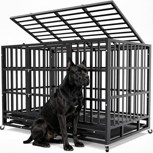 Hiwokk 48 Inch Heavy Duty Dog Crate, Indestructible Kennel for Large Dogs
