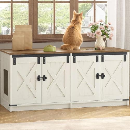 Hzuaneri Cat Litter Box Enclosure for 2 Cats, Hidden Litter Box Furniture