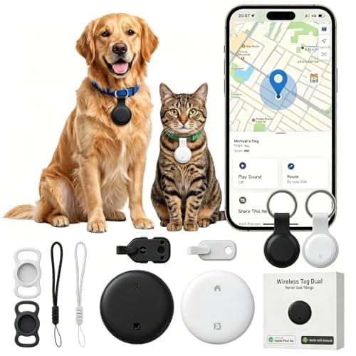 2026 Upgraded Pet GPS Tracker, 2 Pack, for Dogs, Cats & Small Animals, No Monthly Fee, IPX6 Waterproof, Works with Apple Find My & Google Find Hub, 365-Day Battery Life, Compatible with iOS & Android