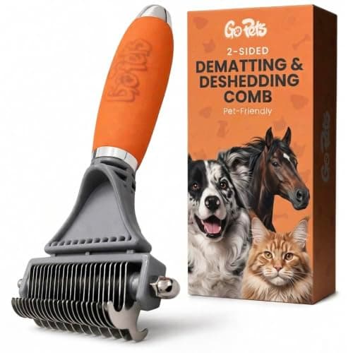 GoPets 2-in-1 Deshedding & Dematting Comb & Grooming Brush for Dogs & Cats